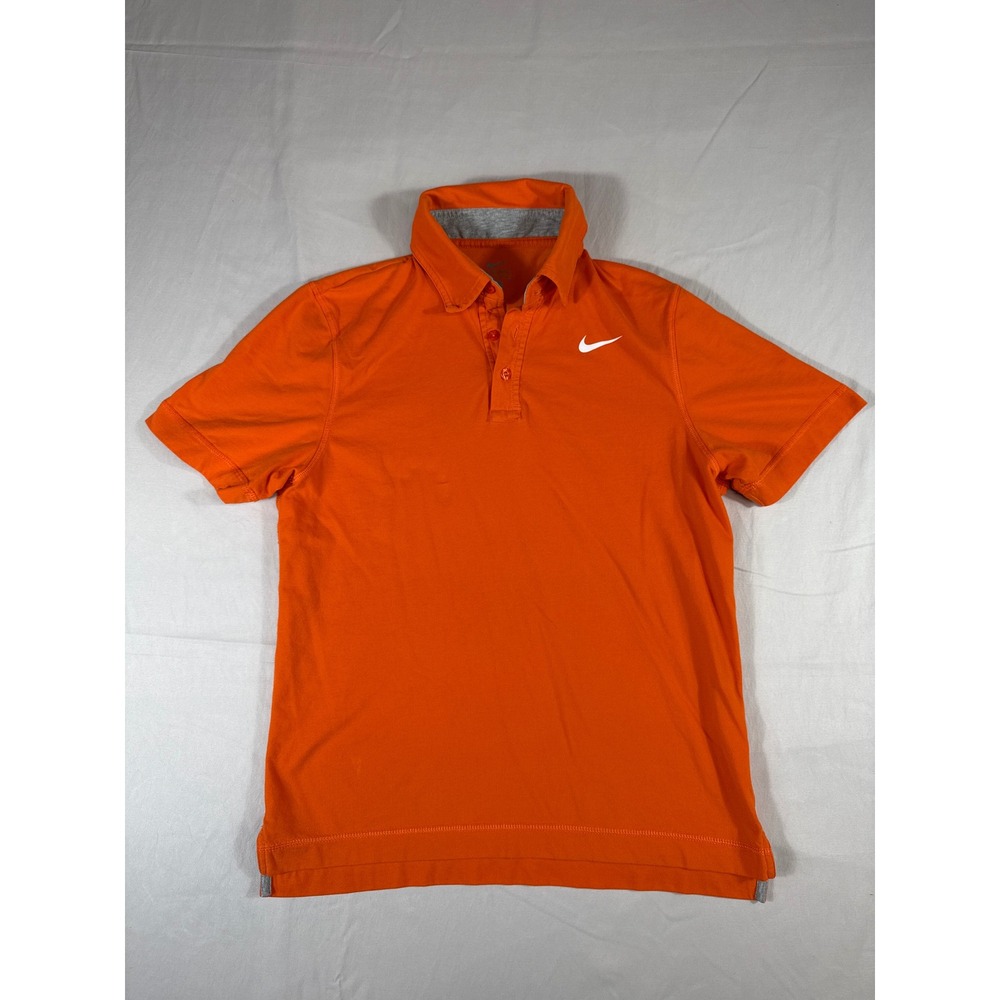 Nike Mens Short Sleeve Polo Shirt Orange White Swoosh Logo Size M RN56323